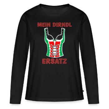 Mein Dirndl Ersatz lustige Oktober Bierfest Spruch - Frauen Premium Bio Langarmshirt - Schwarz - Vorne - Julia (174cm)