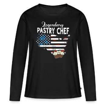 Pastry Chef US - Women's Premium Organic Long Sleeve Shirt - black - Front - Julia (174cm)