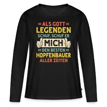 Producteurs de houblon - T-shirt manches longues Premium bio Femme - noir - Devant - Julia (174cm)