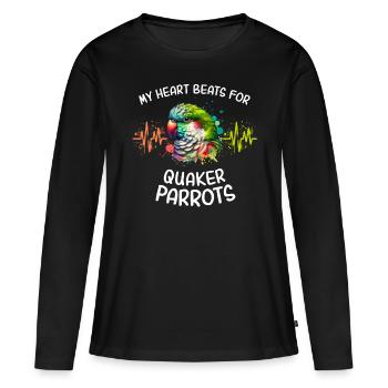 Mönchssittich Herzlinie - Frauen Premium Bio Langarmshirt - Schwarz - Vorne - Julia (174cm)