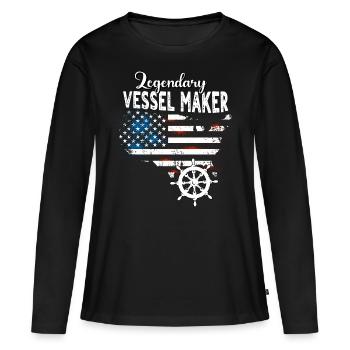 Constructeurs navals US - T-shirt manches longues Premium bio Femme - noir - Devant - Julia (174cm)