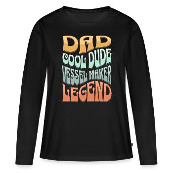 Papa Shipbuilder - T-shirt manches longues Premium bio Femme - noir - Devant - Julia (174cm)