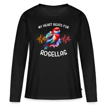 Rosellasittich Herzlinie - Frauen Premium Bio Langarmshirt - Schwarz - Vorne - Julia (174cm)