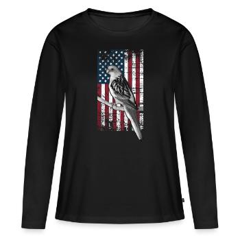 Perruche Rosella US Rosella - T-shirt manches longues Premium bio Femme - noir - Devant - Julia (174cm)