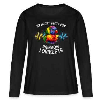 Regenbogenlori Herzlinie - Frauen Premium Bio Langarmshirt - Schwarz - Vorne - Julia (174cm)