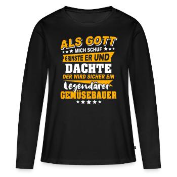 Dictons des maraîchers - T-shirt manches longues Premium bio Femme - noir - Devant - Julia (174cm)