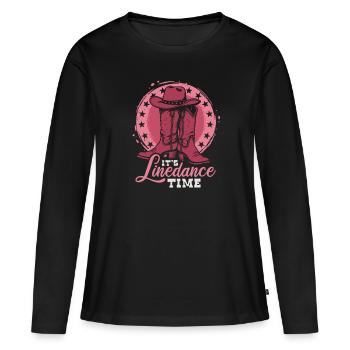 It's Linedance Time - Country Fan - Geschenk - Frauen Premium Bio Langarmshirt - Schwarz - Vorne - Julia (174cm)