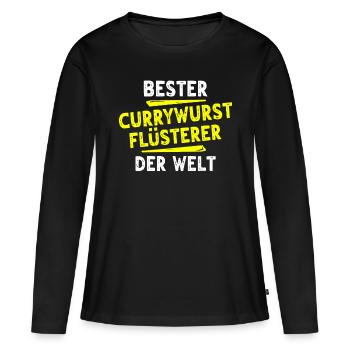 Currywurst Geschenk - Frauen Premium Bio Langarmshirt - Schwarz - Vorne - Julia (174cm)