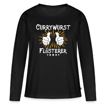 Currywurst Spruch - Frauen Premium Bio Langarmshirt - Schwarz - Vorne - Julia (174cm)