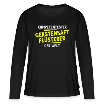 Cadeau de jus d’orge - T-shirt manches longues Premium bio Femme - noir - Devant - Julia (174cm)