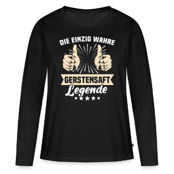 Dicton sur le jus d’orge - T-shirt manches longues Premium bio Femme - noir - Devant - Julia (174cm)