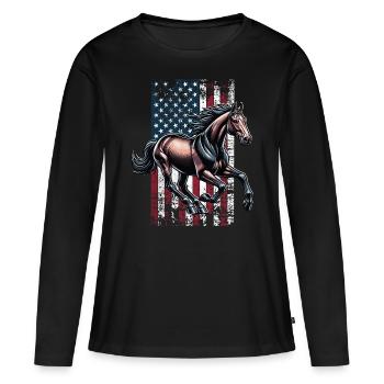 Andalou US Andalusier - T-shirt manches longues Premium bio Femme - noir - Devant - Julia (174cm)