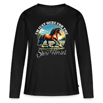 Drôle de dictons de cheval de comté - T-shirt manches longues Premium bio Femme - noir - Devant - Julia (174cm)