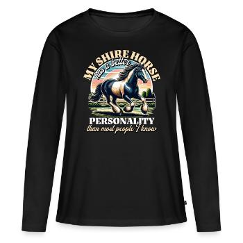 Dicton du cheval de la Comté Cheval de la Comté - T-shirt manches longues Premium bio Femme - noir - Devant - Julia (174cm)