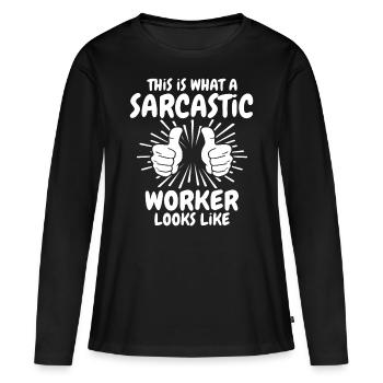 Ouvrier sarcastique - T-shirt manches longues Premium bio Femme - noir - Devant - Julia (174cm)