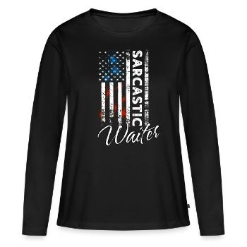 Sarkastischer Kellner - Frauen Premium Bio Langarmshirt - Schwarz - Vorne - Julia (174cm)