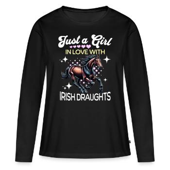 Cheval de trait irlandais fille de trait irlandais - T-shirt manches longues Premium bio Femme - noir - Devant - Julia (174cm)