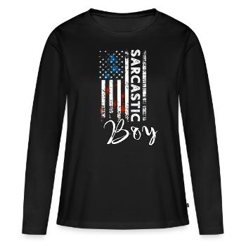 Sarkastischer Junge - Frauen Premium Bio Langarmshirt - Schwarz - Vorne - Julia (174cm)