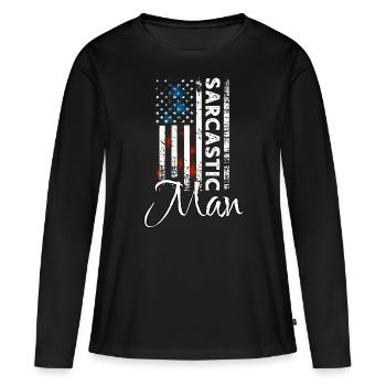Sarcastic Man - Women's Premium Organic Long Sleeve Shirt - black - Front - Julia (174cm)