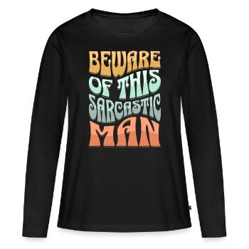 Sarcastique Sarcastique - T-shirt manches longues Premium bio Femme - noir - Devant - Julia (174cm)