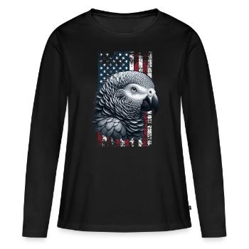 Perroquet gris US Graupapagei - T-shirt manches longues Premium bio Femme - noir - Devant - Julia (174cm)
