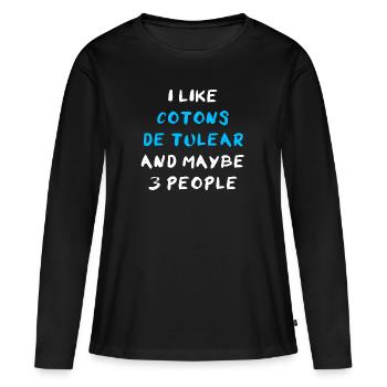 Coton de Tuléar - T-shirt manches longues Premium bio Femme - noir - Devant - Julia (174cm)
