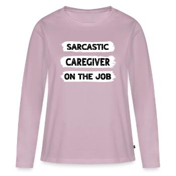 Sarcasme Aidant - T-shirt manches longues Premium bio Femme - rose poudré - Devant - Julia (174cm)