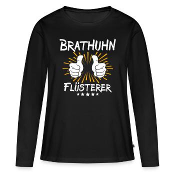 Dicton poulet rôti - T-shirt manches longues Premium bio Femme - noir - Devant - Julia (174cm)