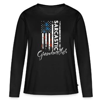 Sarkastische Grossmutter - Frauen Premium Bio Langarmshirt - Schwarz - Vorne - Julia (174cm)