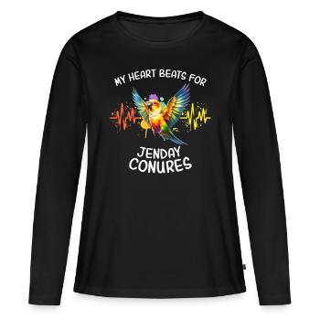 Gelbkopfsittich Herzlinie - Frauen Premium Bio Langarmshirt - Schwarz - Vorne - Julia (174cm)