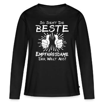 Réceptionniste - T-shirt manches longues Premium bio Femme - noir - Devant - Julia (174cm)