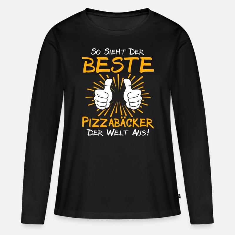 Pizzabäcker Geschenkidee - Frauen Premium Bio Langarmshirt - Schwarz