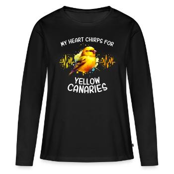 Gelbbauchgirlitz Herzlinie - Frauen Premium Bio Langarmshirt - Schwarz - Vorne - Julia (174cm)