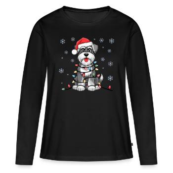 Standard Schnauzer Lumières de Noël Chiens de Noël - T-shirt manches longues Premium bio Femme - noir - Devant - Julia (174cm)