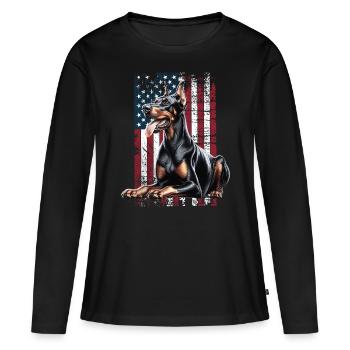 Doberman US Dobermann - T-shirt manches longues Premium bio Femme - noir - Devant - Julia (174cm)