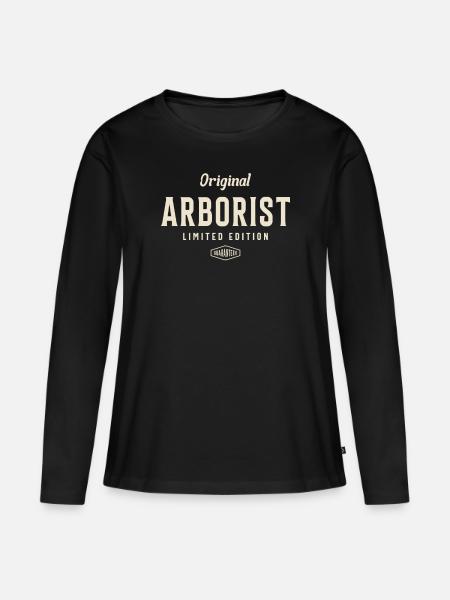 Klassischer Baumpfleger-Stil - Frauen Premium Bio Langarmshirt - Schwarz