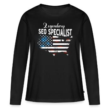 Responsable SEO US - T-shirt manches longues Premium bio Femme - noir - Devant - Julia (174cm)