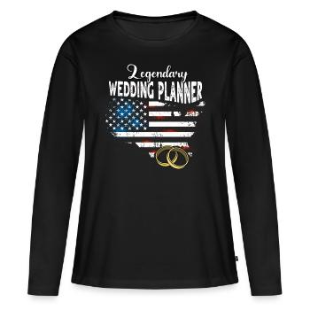 Wedding Planner US - T-shirt manches longues Premium bio Femme - noir - Devant - Julia (174cm)