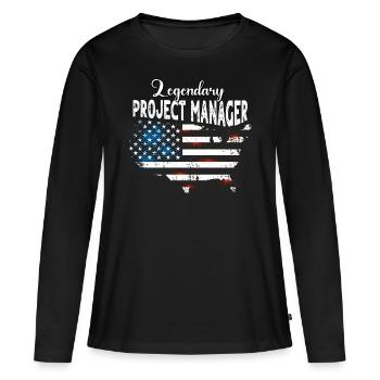 Chef de projet US - T-shirt manches longues Premium bio Femme - noir - Devant - Julia (174cm)