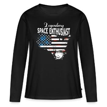 Passionné de l’espace US - T-shirt manches longues Premium bio Femme - noir - Devant - Julia (174cm)