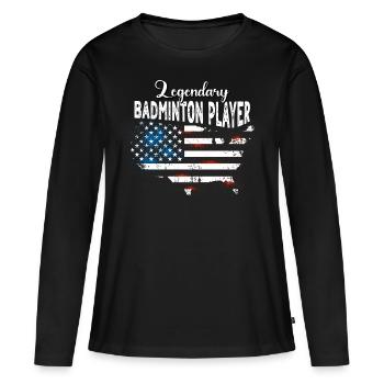 Joueur de badminton US - T-shirt manches longues Premium bio Femme - noir - Devant - Julia (174cm)