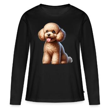 Caniche - T-shirt manches longues Premium bio Femme - noir - Devant - Julia (174cm)
