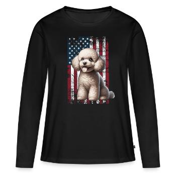 Caniche US Pudel - T-shirt manches longues Premium bio Femme - noir - Devant - Julia (174cm)