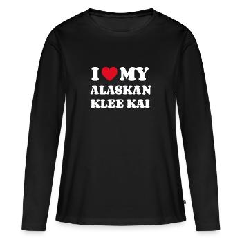 J’adore mon Klee Kai d’Alaska - T-shirt manches longues Premium bio Femme - noir - Devant - Julia (174cm)