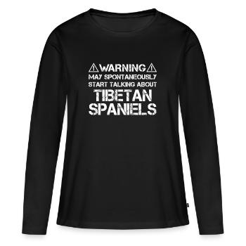 Épagneul tibétain - T-shirt manches longues Premium bio Femme - noir - Devant - Julia (174cm)