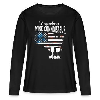 Connaisseurs de vin US - T-shirt manches longues Premium bio Femme - noir - Devant - Julia (174cm)