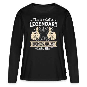 Analyste d’affaires légendaire - T-shirt manches longues Premium bio Femme - noir - Devant - Julia (174cm)