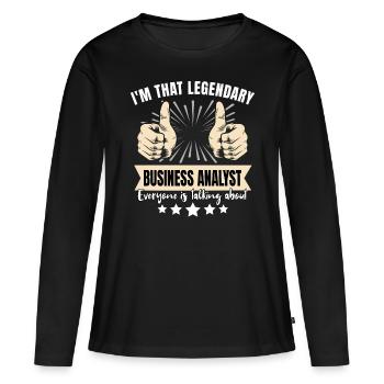 Analyste d’affaires légendaire - T-shirt manches longues Premium bio Femme - noir - Devant - Julia (174cm)