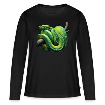 Arbre vert Python Serpents Amoureux Terrarium - T-shirt manches longues Premium bio Femme - noir - Devant - Julia (174cm)