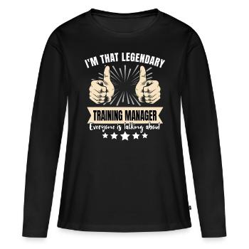 Instructeur légendaire - T-shirt manches longues Premium bio Femme - noir - Devant - Julia (174cm)